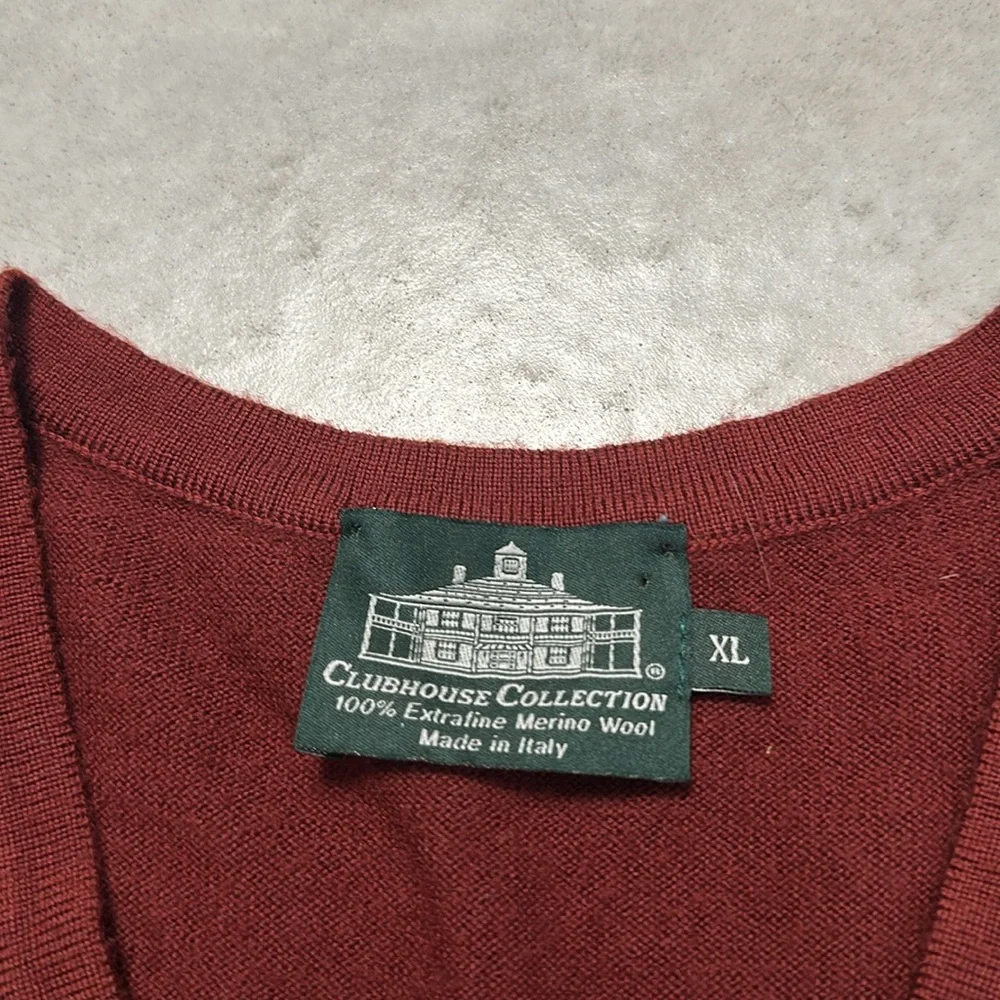 Clubhouse Collection Masters 100% Extraline Merino Wool Sweater Vest‎